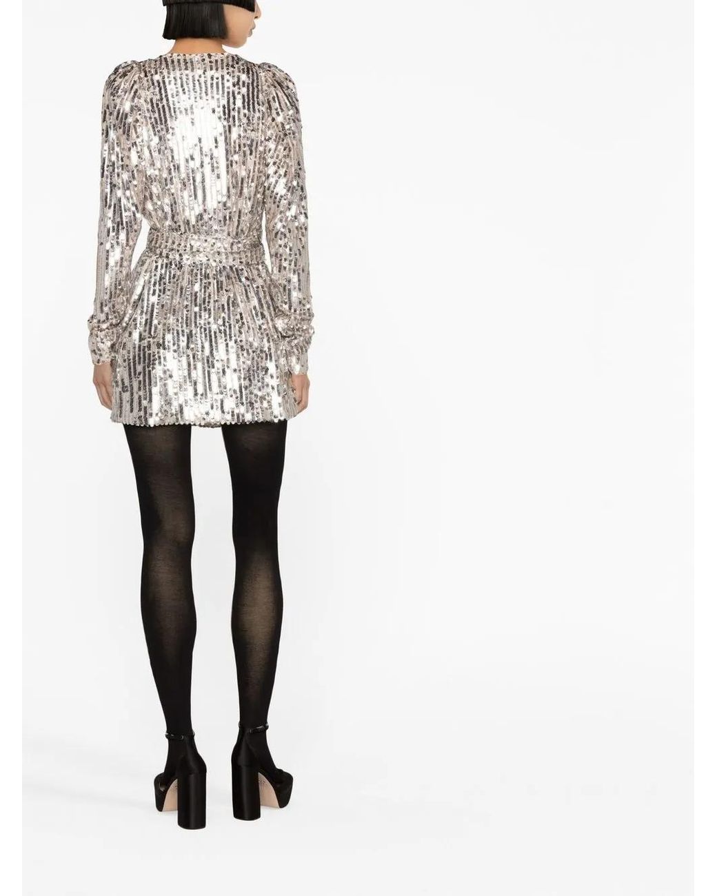 ROTATE BIRGER CHRISTENSEN Metallic Sequin-embellished V-neck Dress