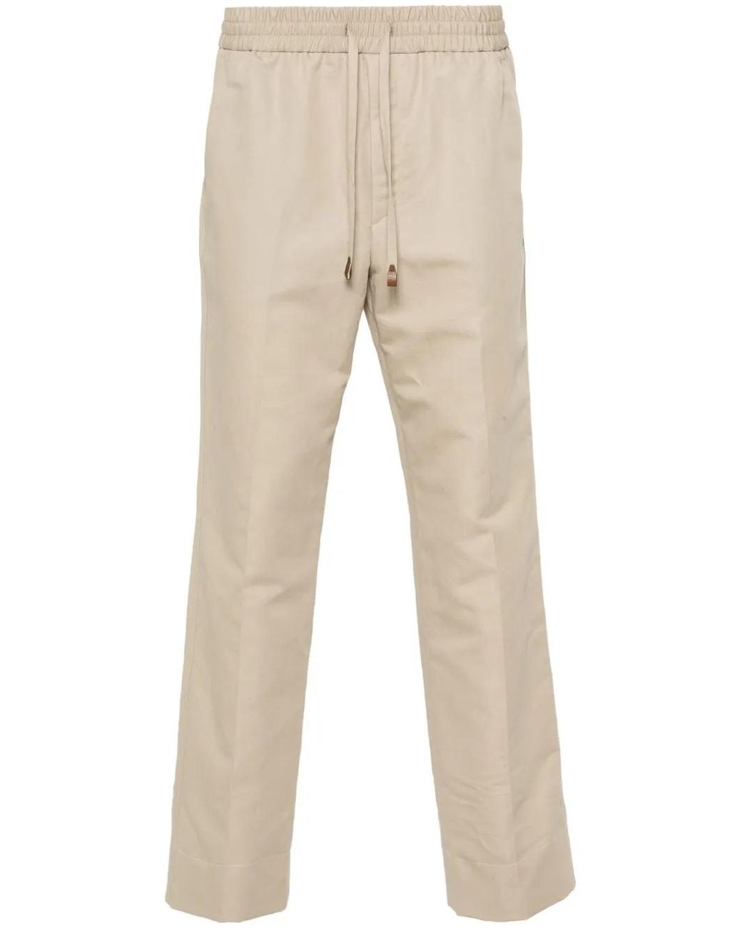 Brioni Natural Mid-Rise Straight-Leg Trousers for men