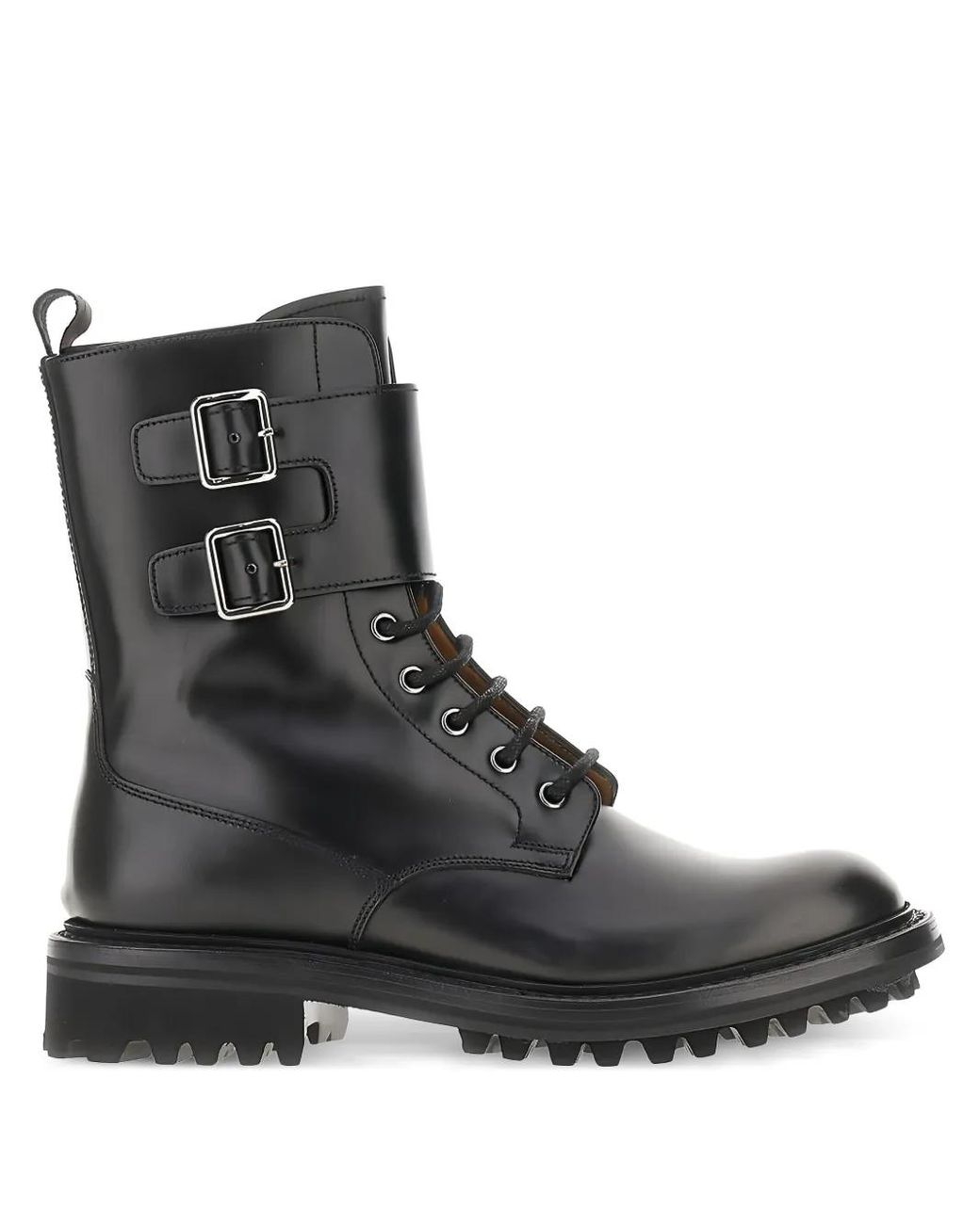 Church's Black Double-Buckle Lace-Up Boots