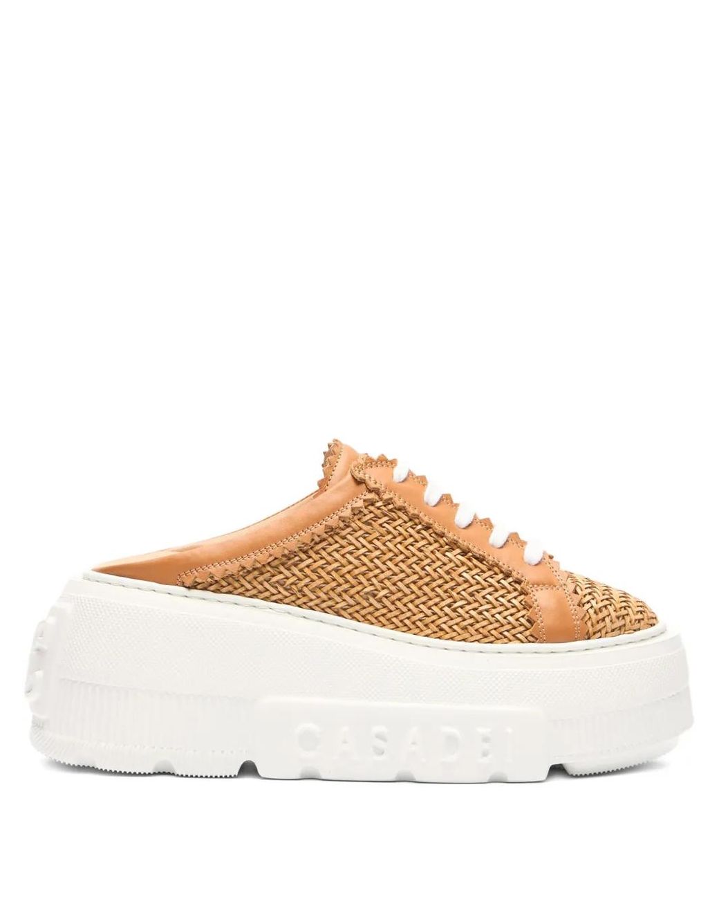 Casadei Brown Nexus Woven Slip-On Platform Sneakers
