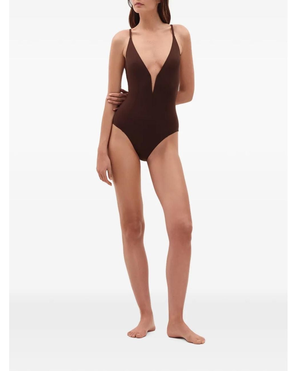Eres Brown Galbe V-Neck Swimsuit