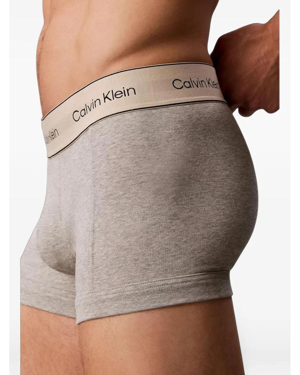 Calvin Klein Gray Logo-Waistband Boxers (Set Of Three) for men
