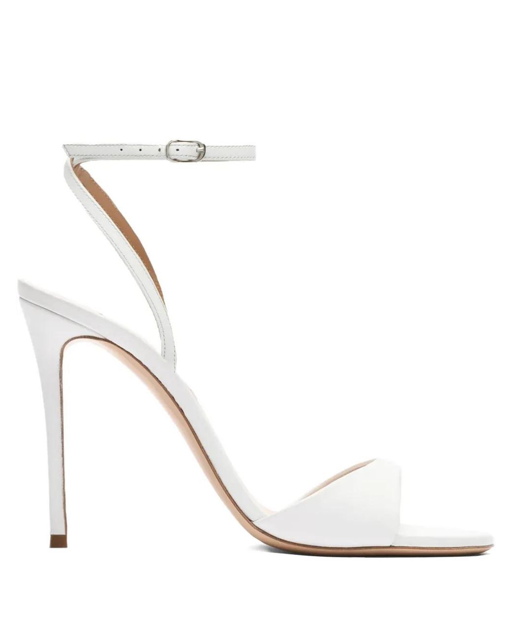 Casadei White 100Mm Leather Heeled Sandals