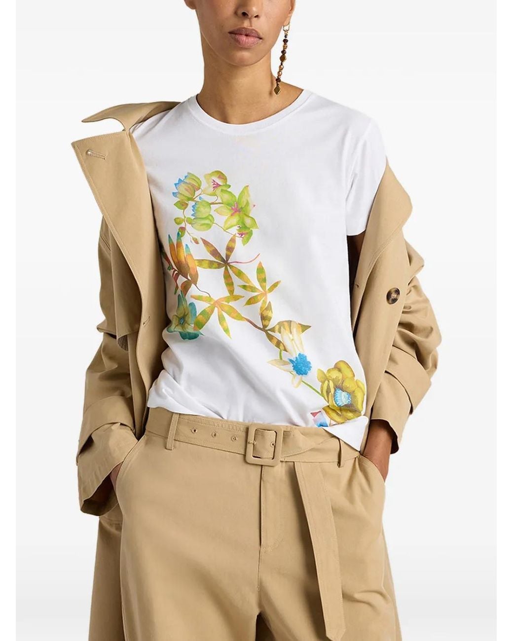 Momoní White T-Shirt Querencia À Fleurs