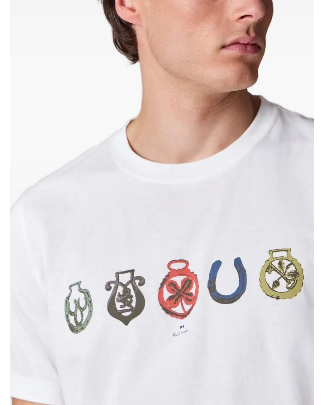Paul Smith White Printed T-Shirt for men
