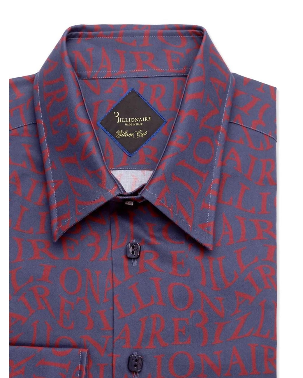 Billionaire Blue Logo-Print Stretch-Cotton Shirt for men