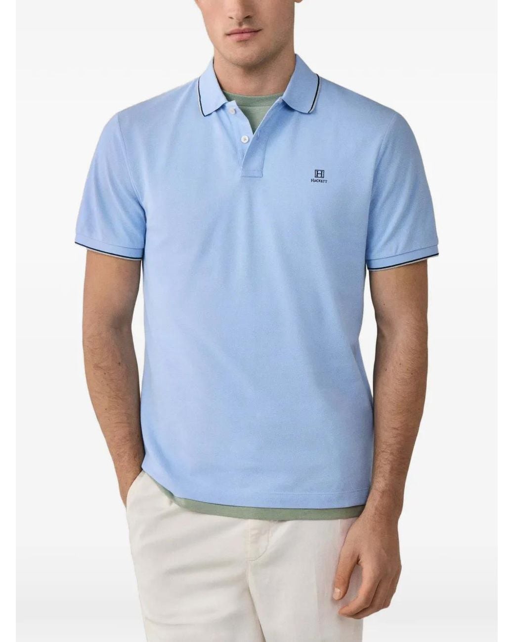 Hackett Blue Logo-Embroidered Polo Shirt for men