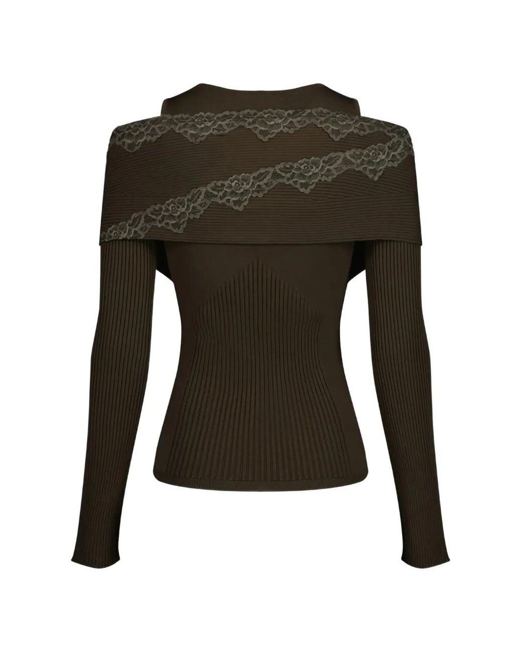 Vaillant Studio Black Split Lace Long-Sleeve Top
