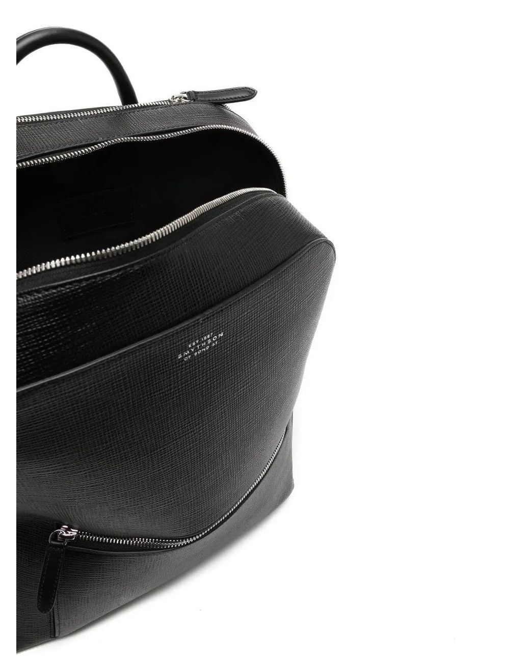 Smythson Black Grained-Calf Leather Backpack