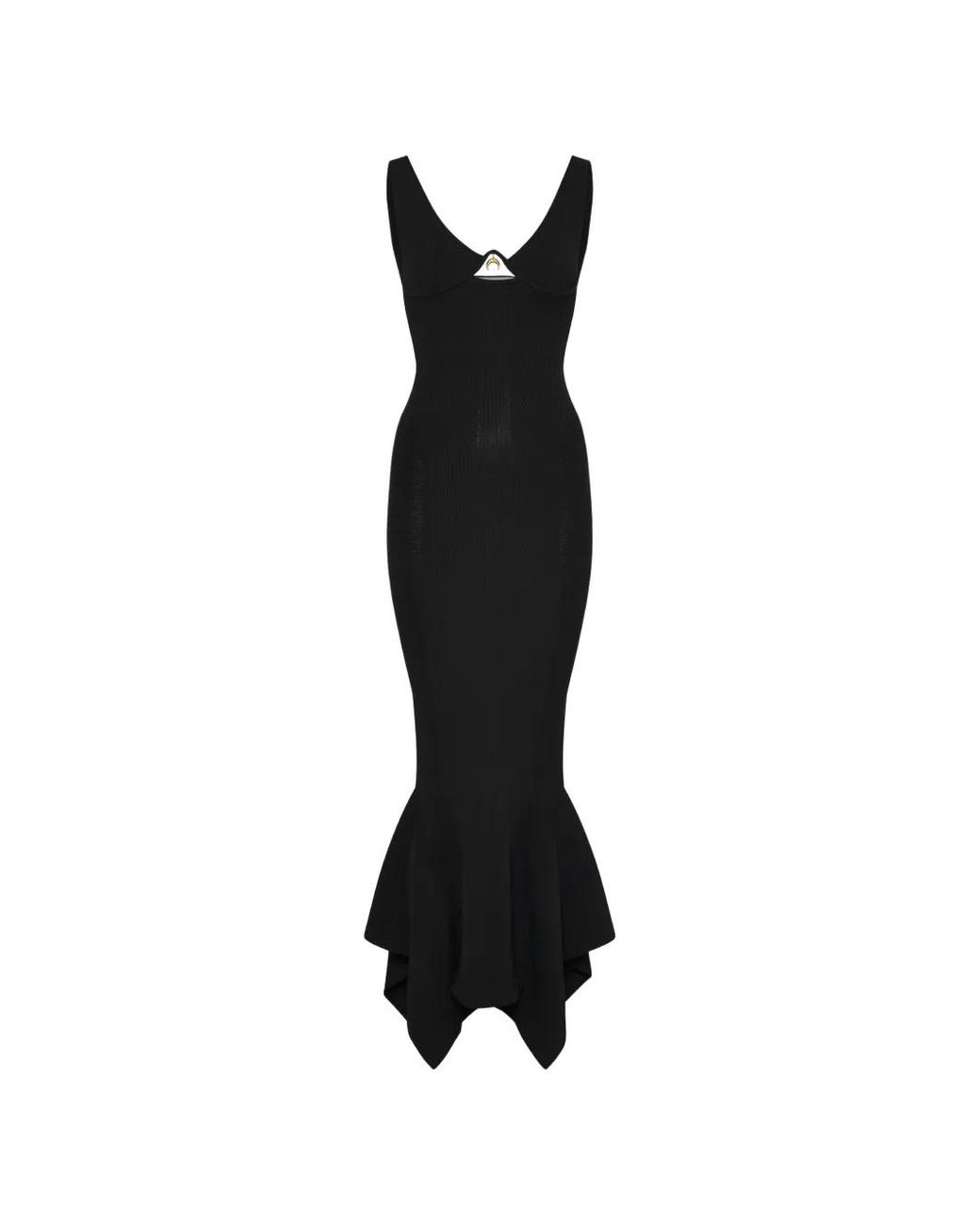 MARINE SERRE Black Knit Straps Long Dress