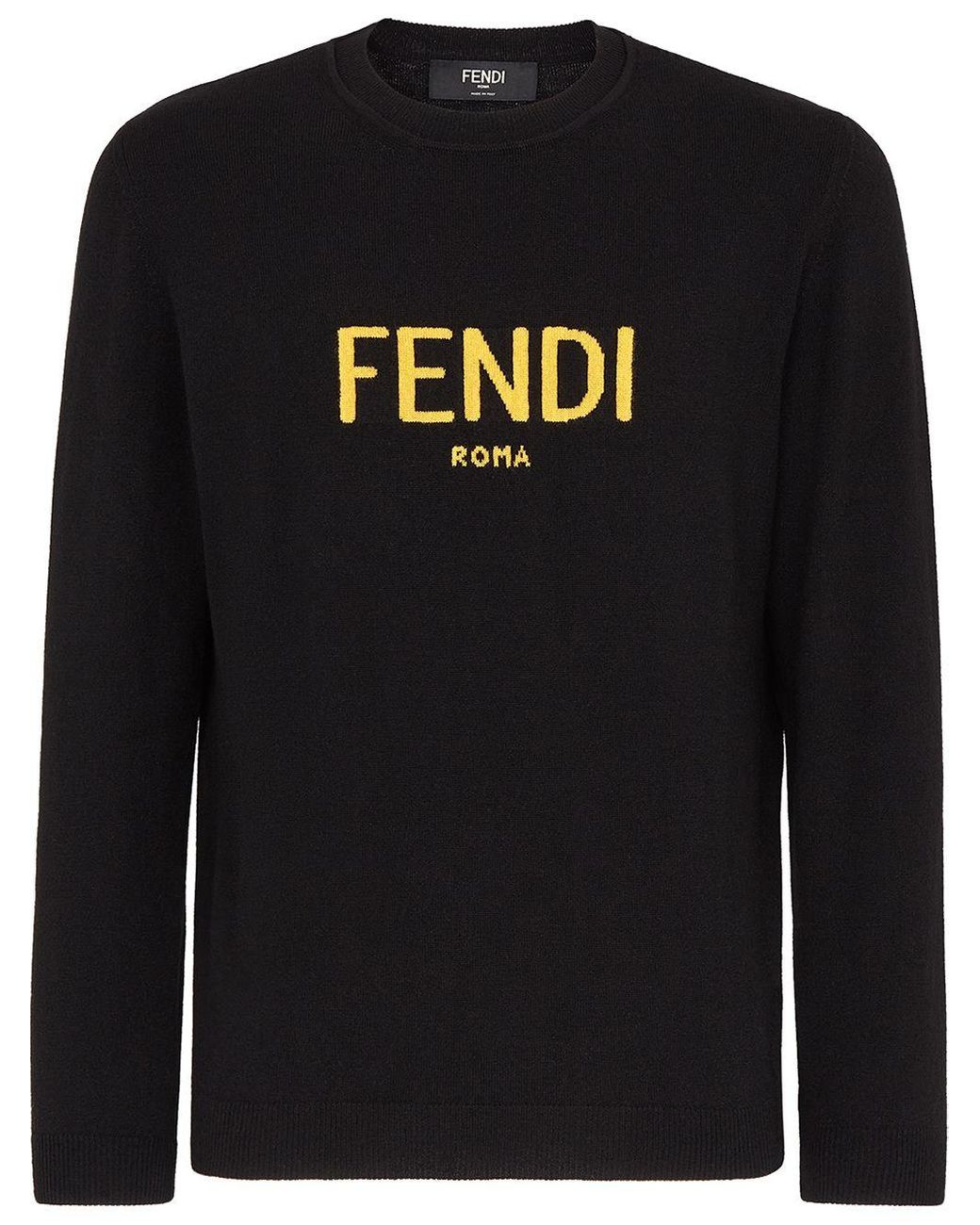 Fendi Cashmere Roma Crew Neck Jumper in Black for Men - Save 15% - Lyst