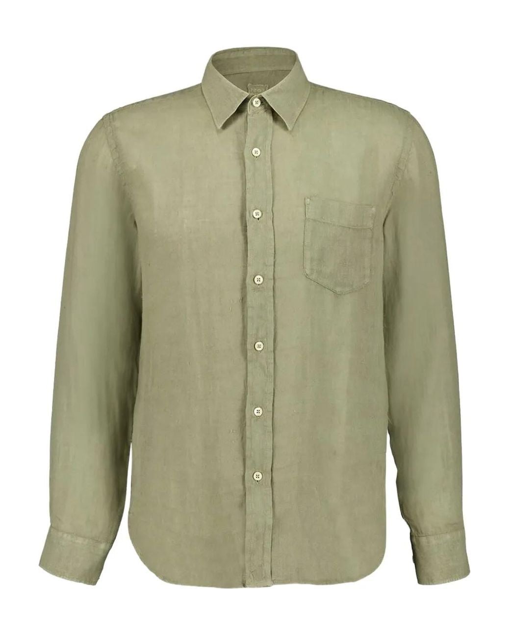 120% Lino Green Linen Shirt for men