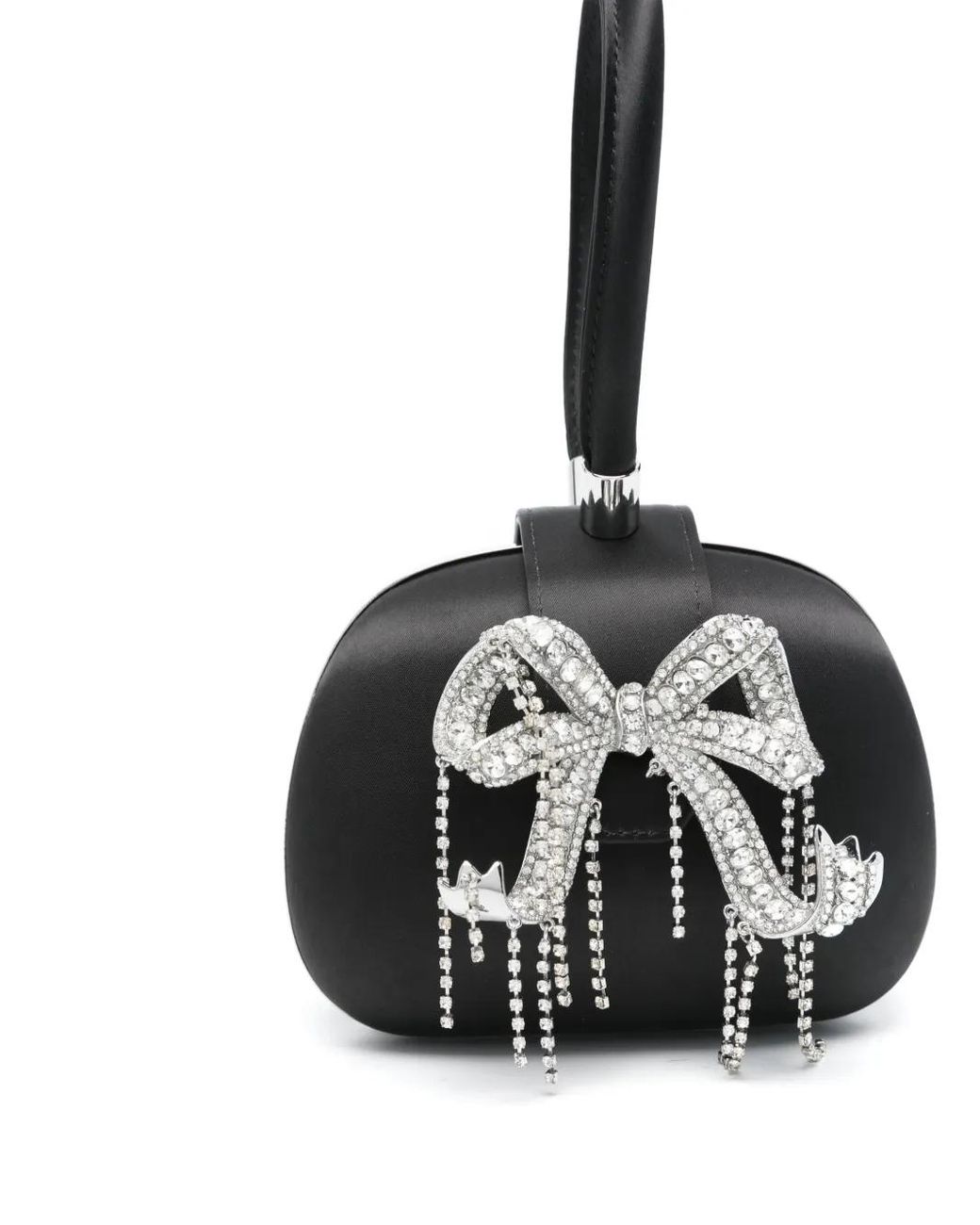 Self-Portrait Black Satin Top Handle Clutch Bag Bags