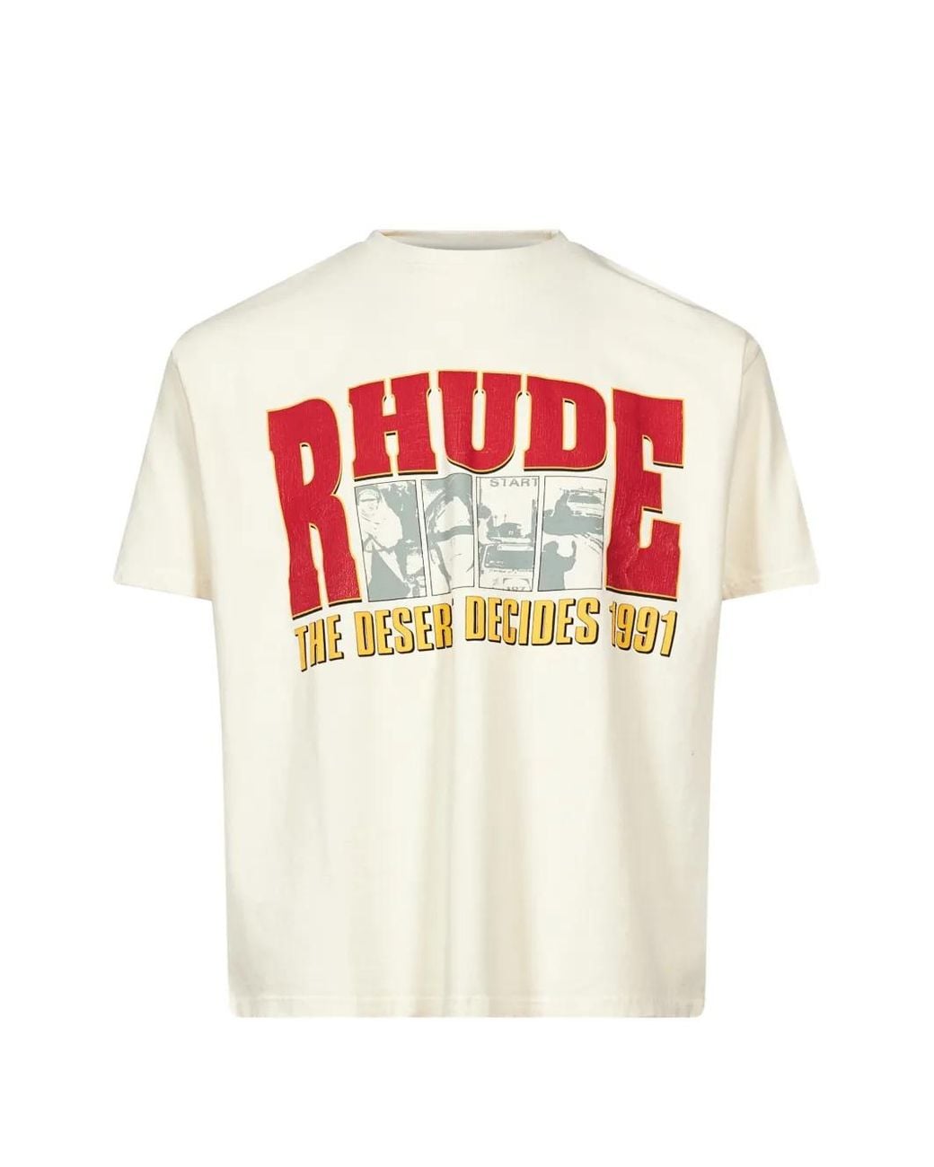 Rhude White Graphic-Print Cotton T-Shirt for men