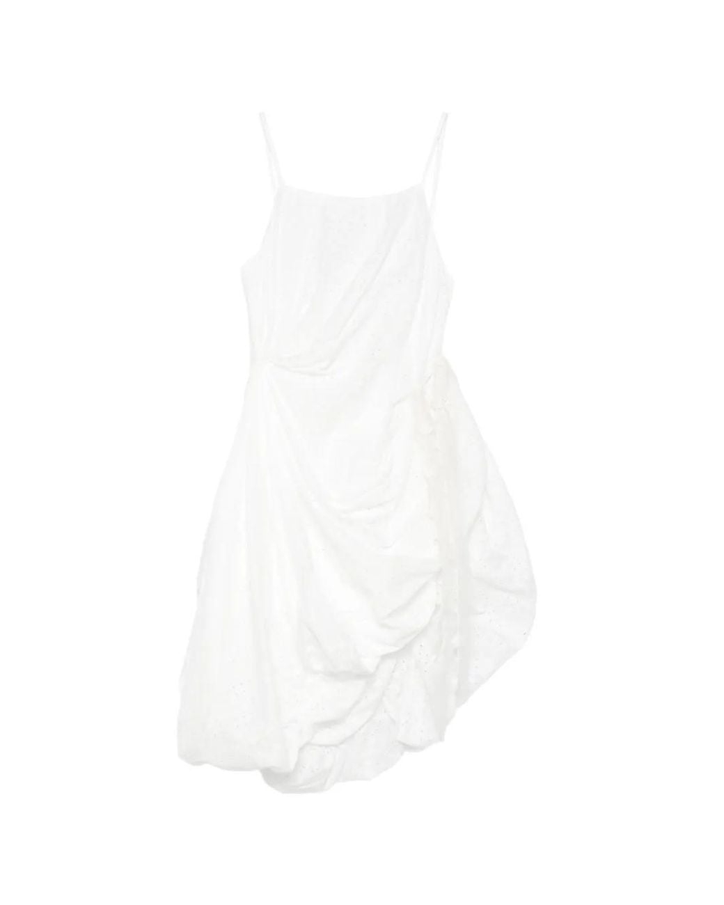 PAULINE DUJANCOURT White Ruched Sleeveless Dress