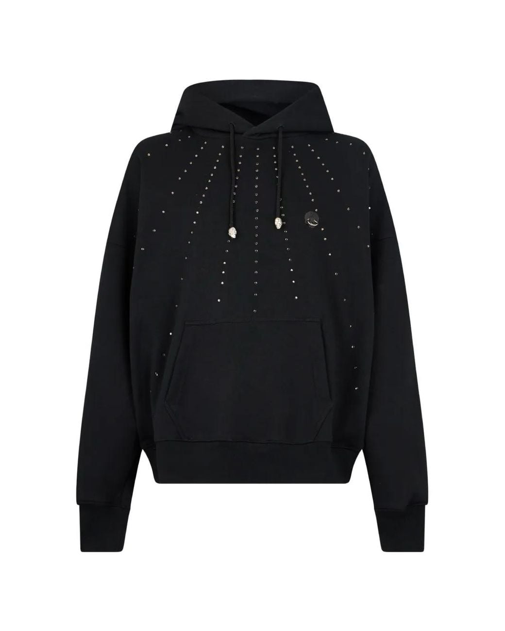 John Richmond Black Starlight Stud-Embellished Drawstring Hoodie for men