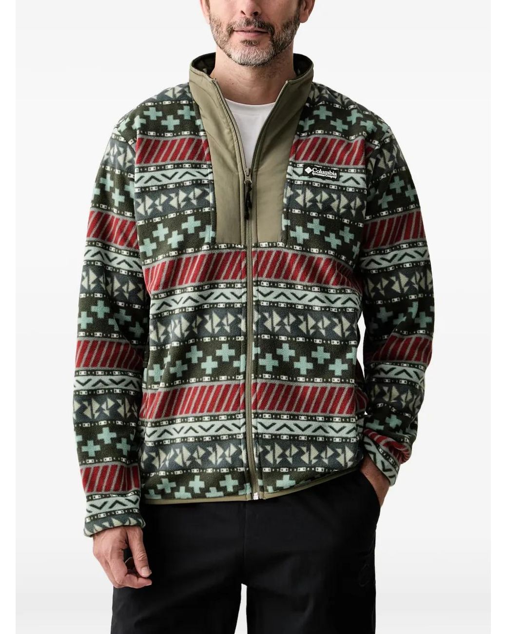 Columbia Gray Geometric-Print Zip-Up Sweatshirt for men