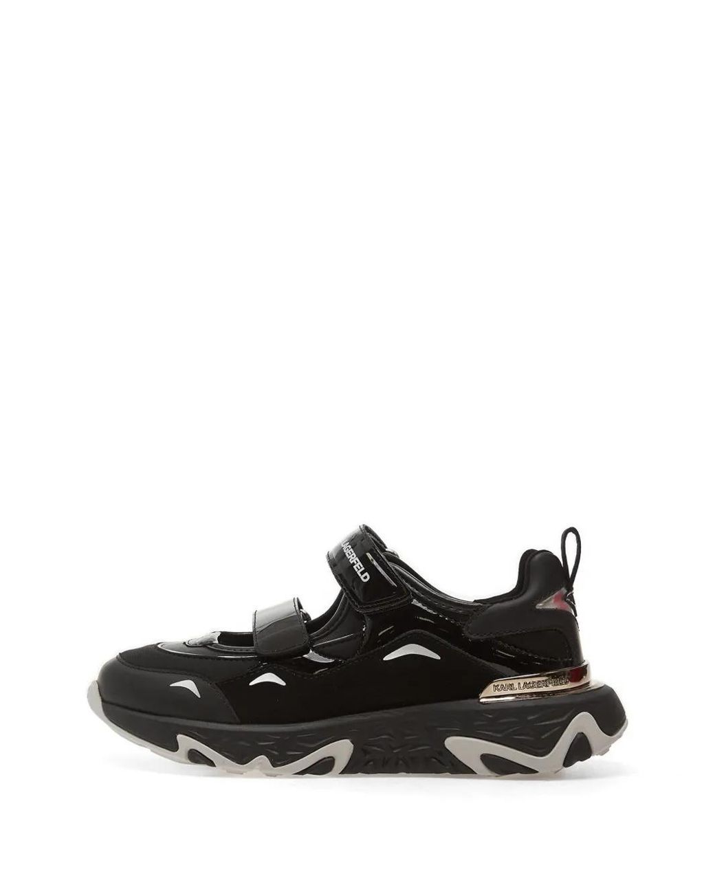 Karl Lagerfeld Black Patent-Finish Touch-Strap Sneakers