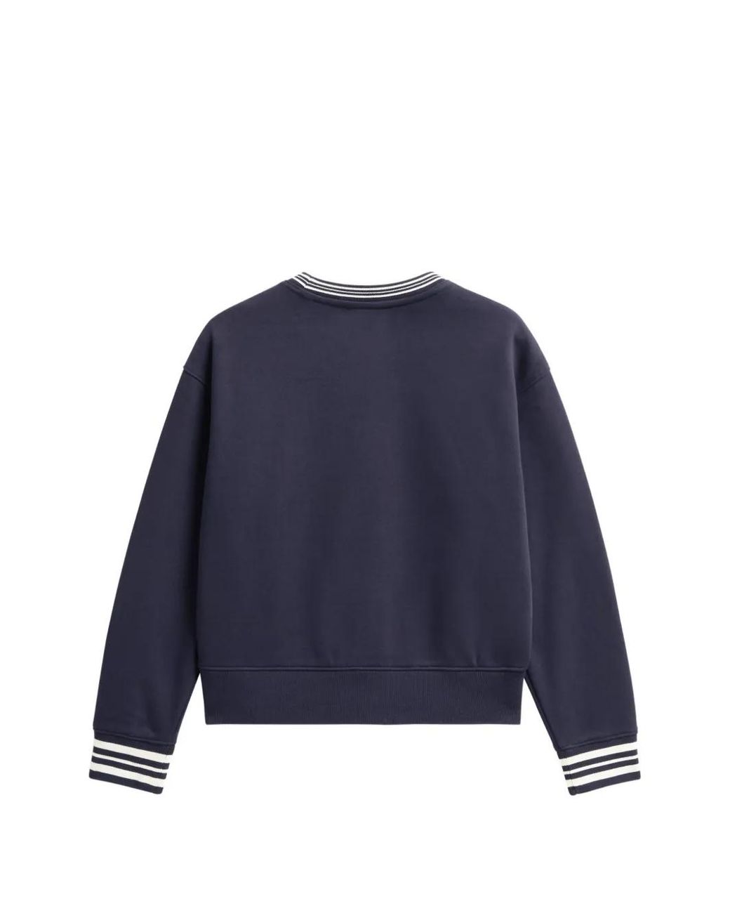 Pringle of Scotland Blue Logo-Embroidered Stripe-Trim Sweatshirt