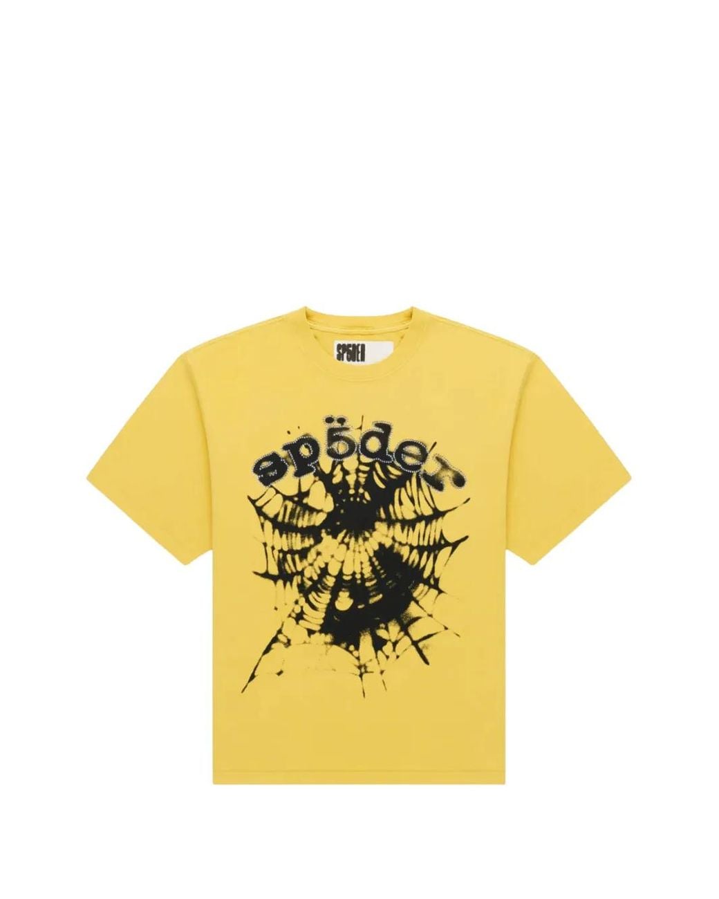 Sp5der Yellow Scattered Og Web V2 Short-Sleeve T-Shirt for men