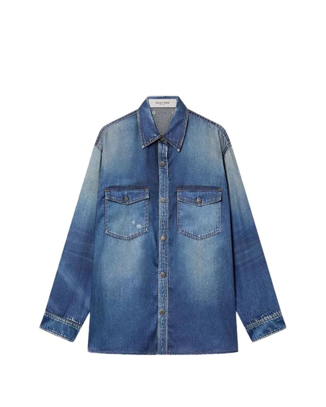 Golden Goose Deluxe Brand Blue Journey W's Patty Over Shirt Archive Denime Print