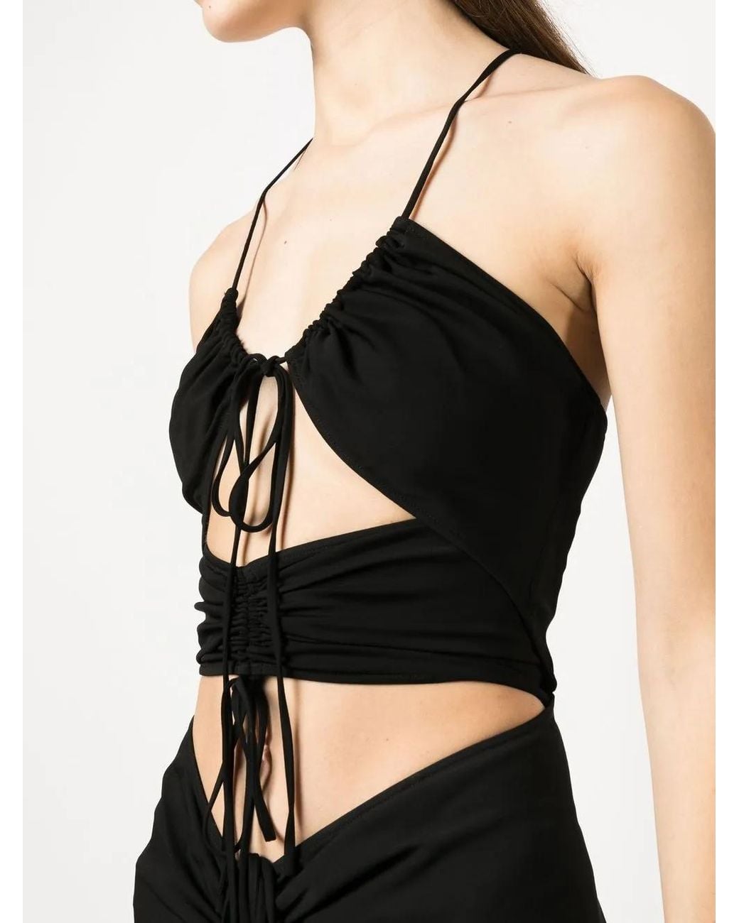 Christopher Esber Black Cut-Out Ruched Midi Dress