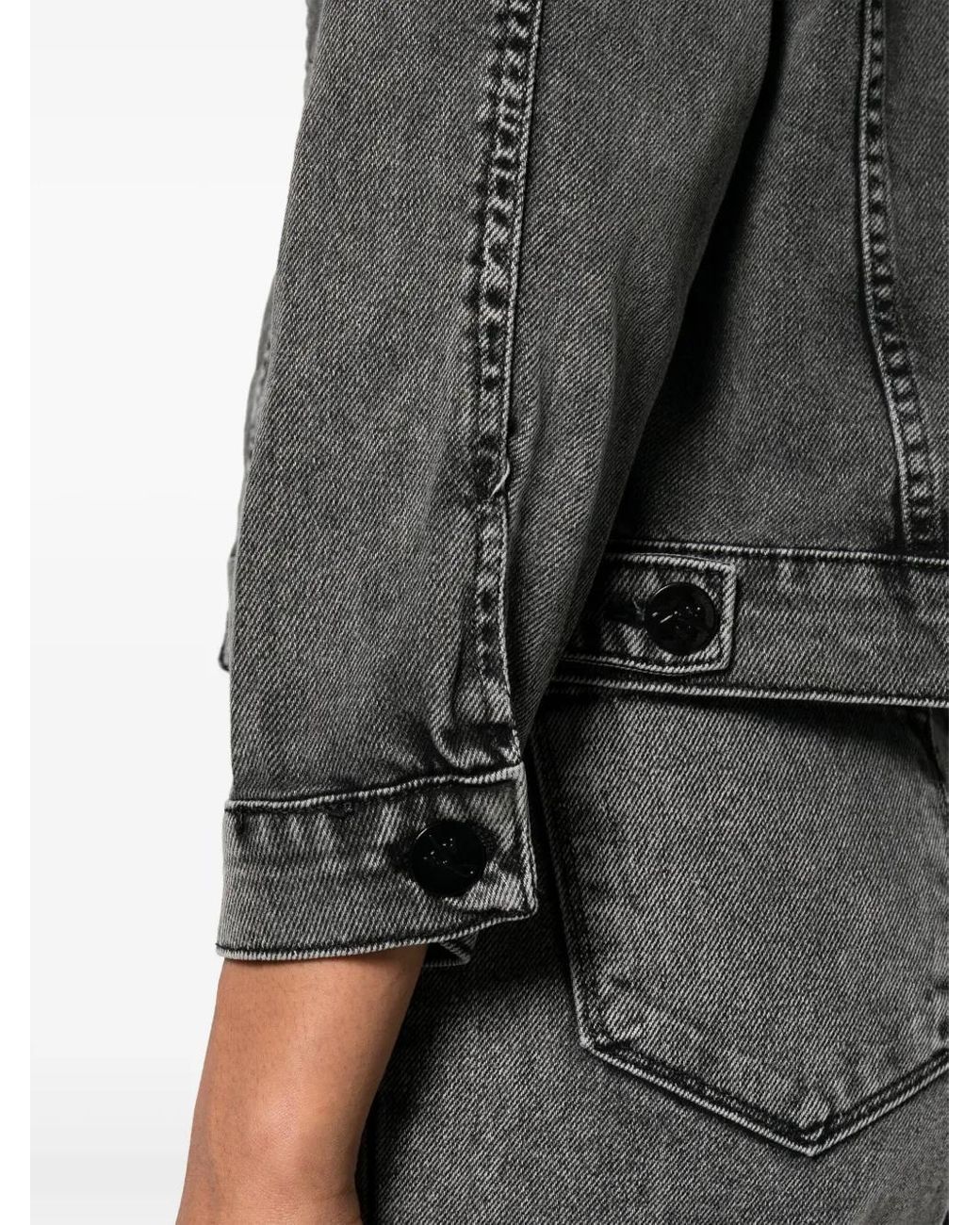 Ana Radu Black Crystal-Embellished Denim Jacket