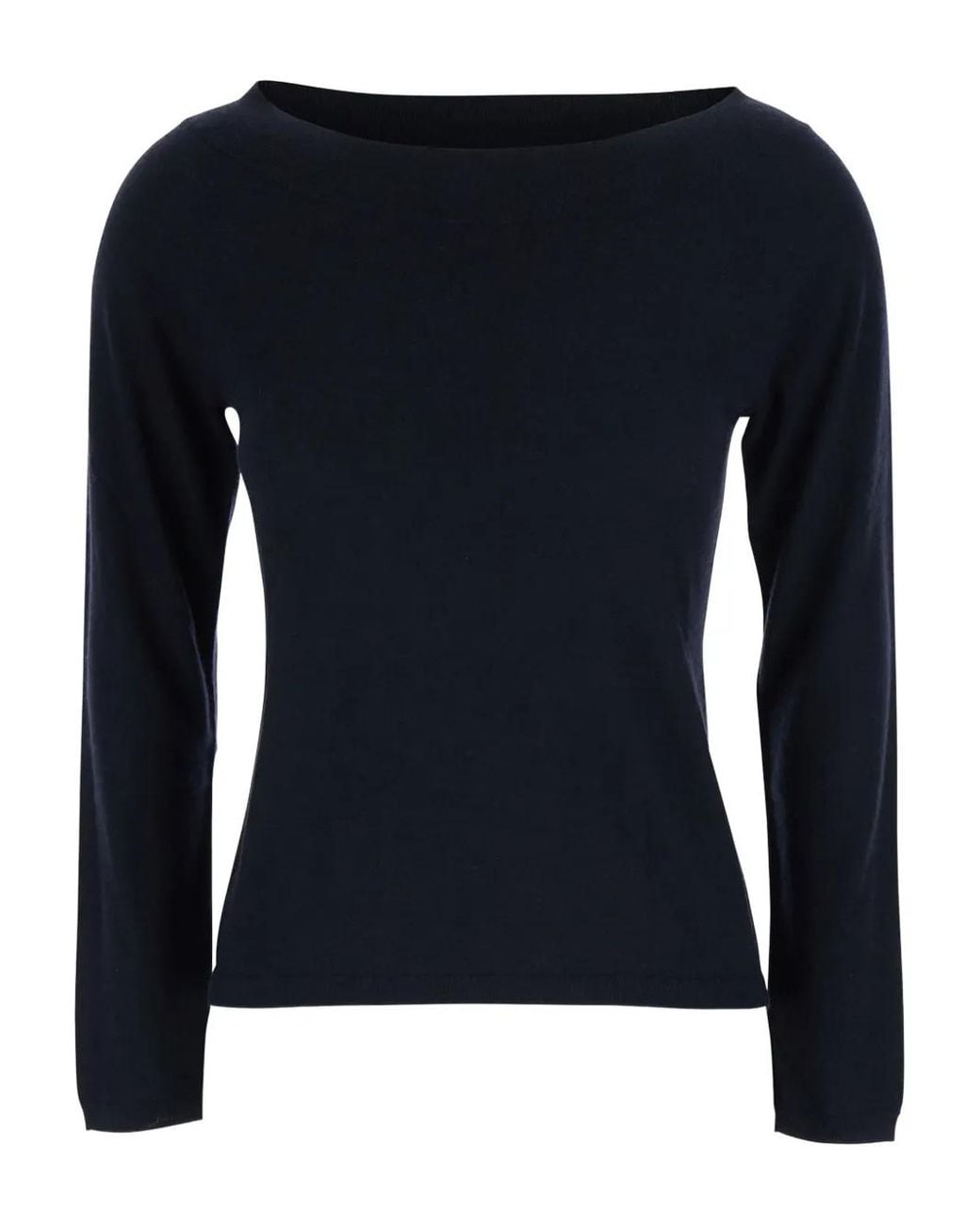 Max Mara Blue Boat-Neck Knitted Top