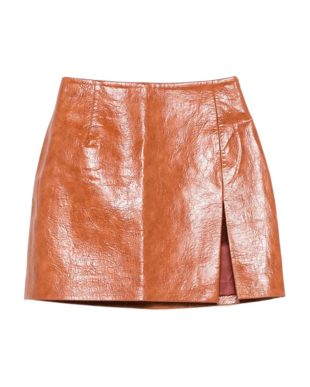 ANDAMANE Orange Side-Slit Mini Skirt