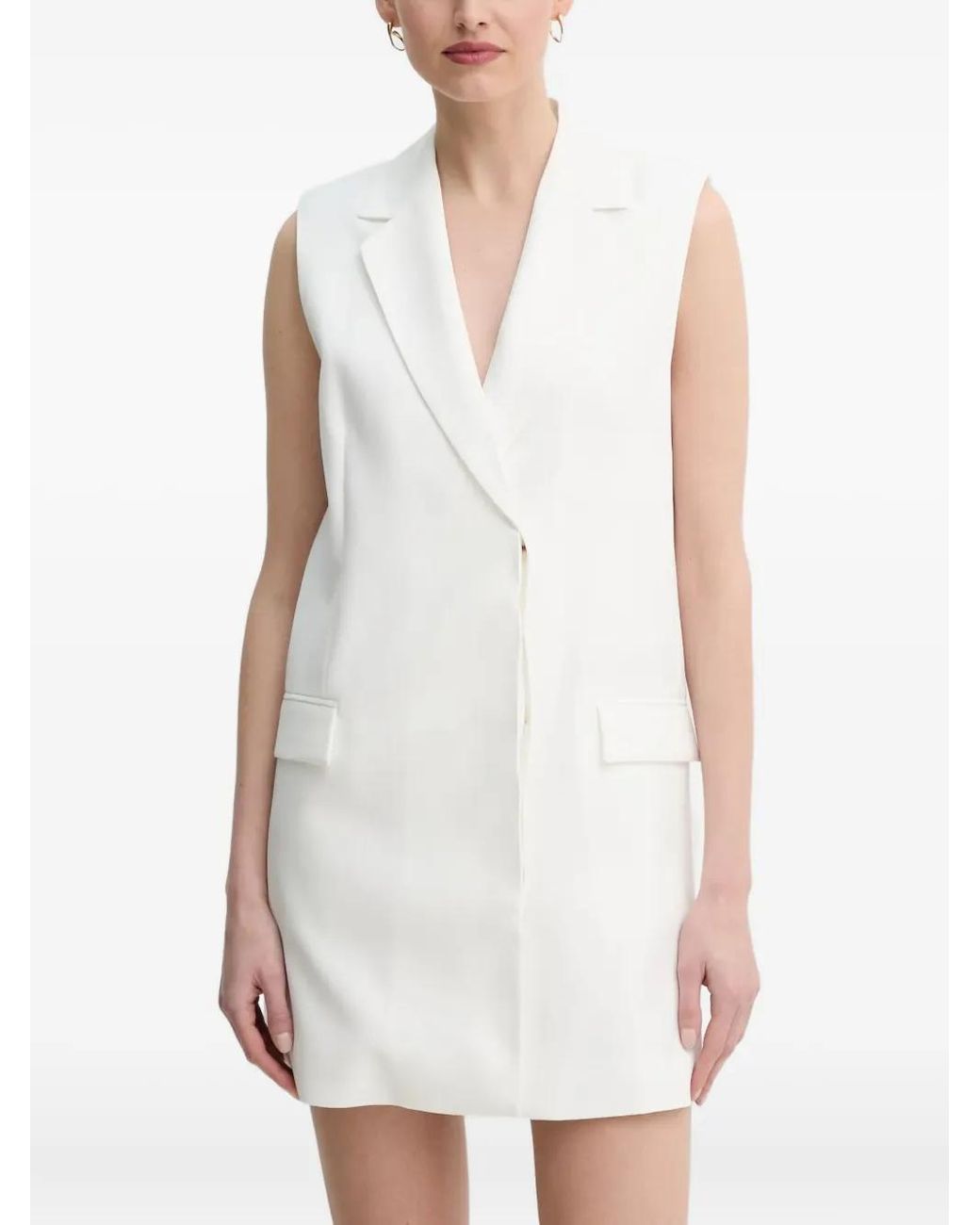 Day Birger et Mikkelsen White Notched-Lapel Sleeveless Dress
