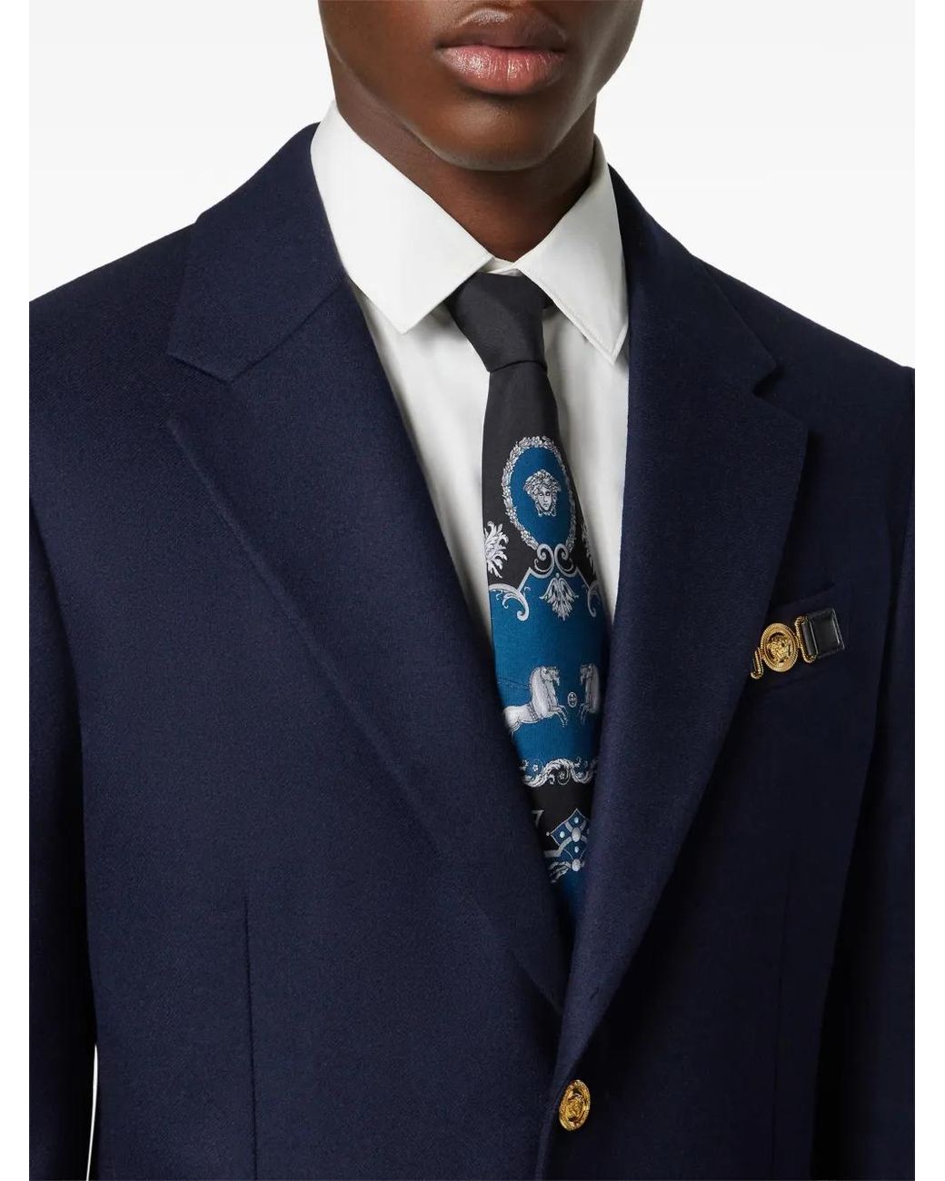 Versace Blue Wool Blazer for men