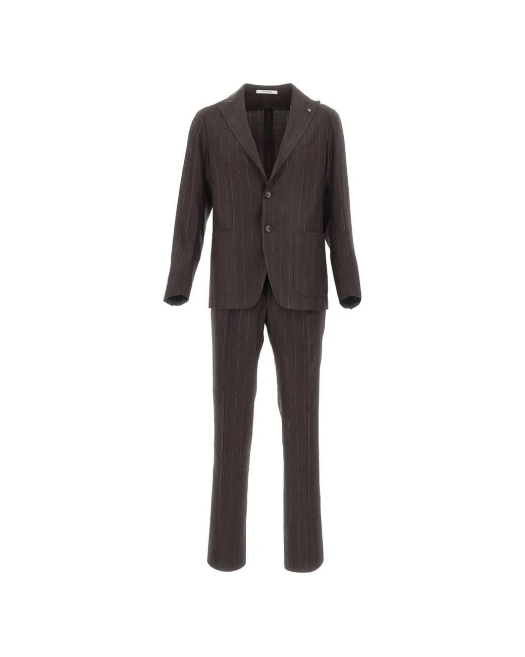 Tagliatore Black Pinstriped Patch-Pocket Suit for men
