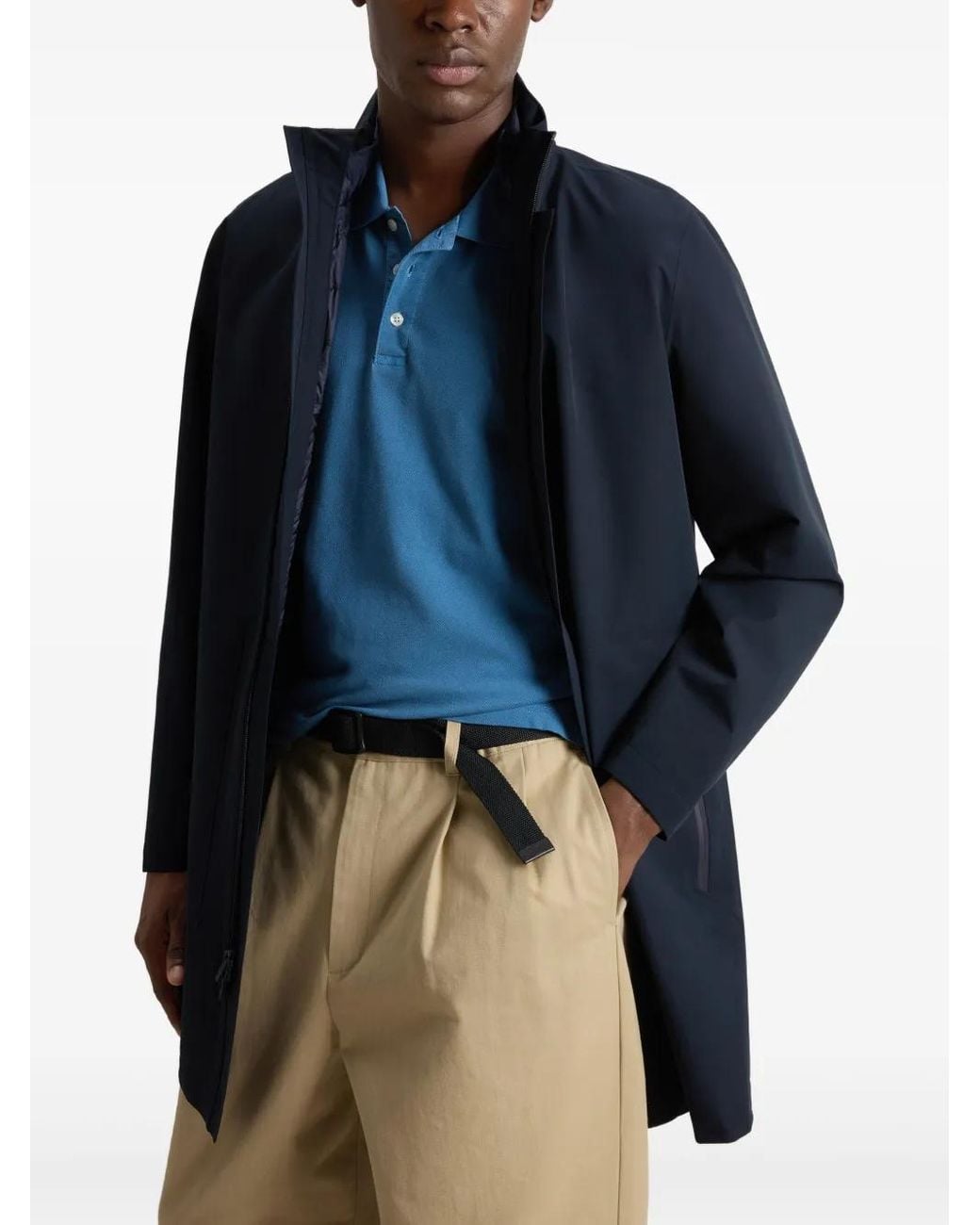 Woolrich Blue Two Layers 2In1 Trench Coat for men