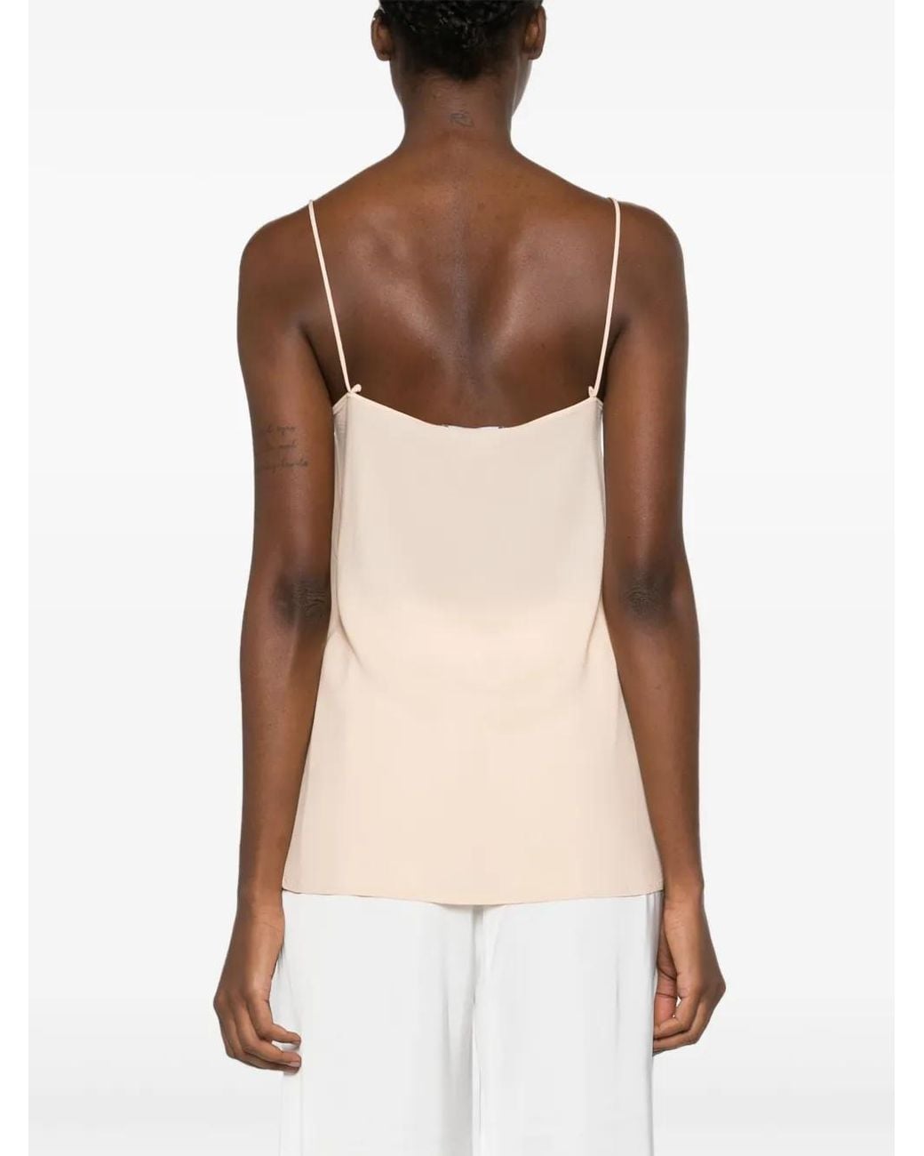 Fabiana Filippi Natural Beaded-Trim Crepe Tank Top