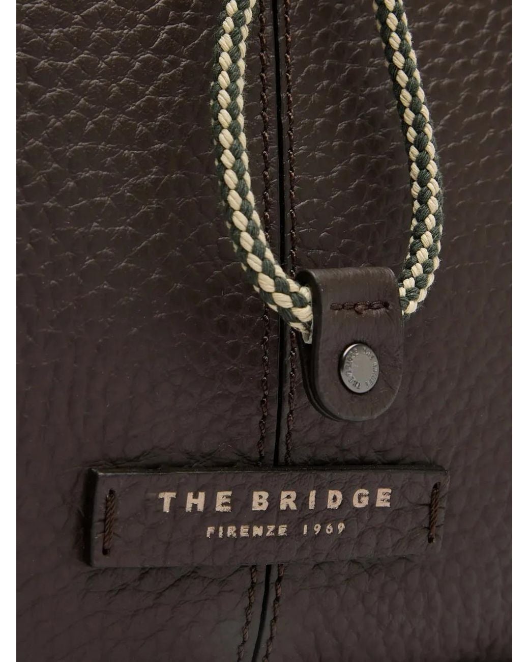 The Bridge Black Grained Leather Backpack for men