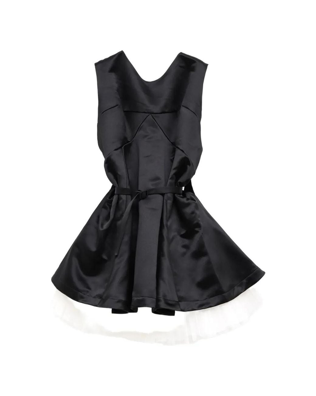 VAQUERA Black Tulle-Layered Belted Mini Dress