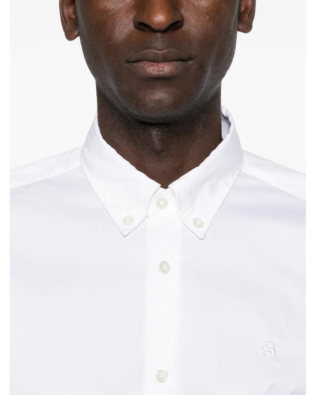 Boss White Logo-Embroidered Shirt for men