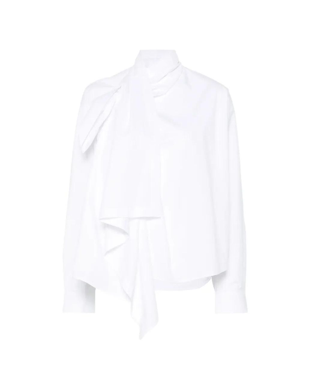 Lutz Huelle White Draped Asymmetric Shirt
