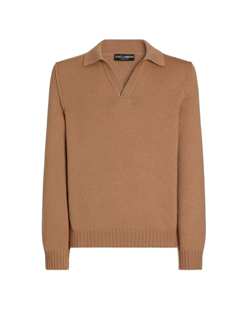 Dolce & Gabbana Brown Virgin-Wool Polo Shirt for men