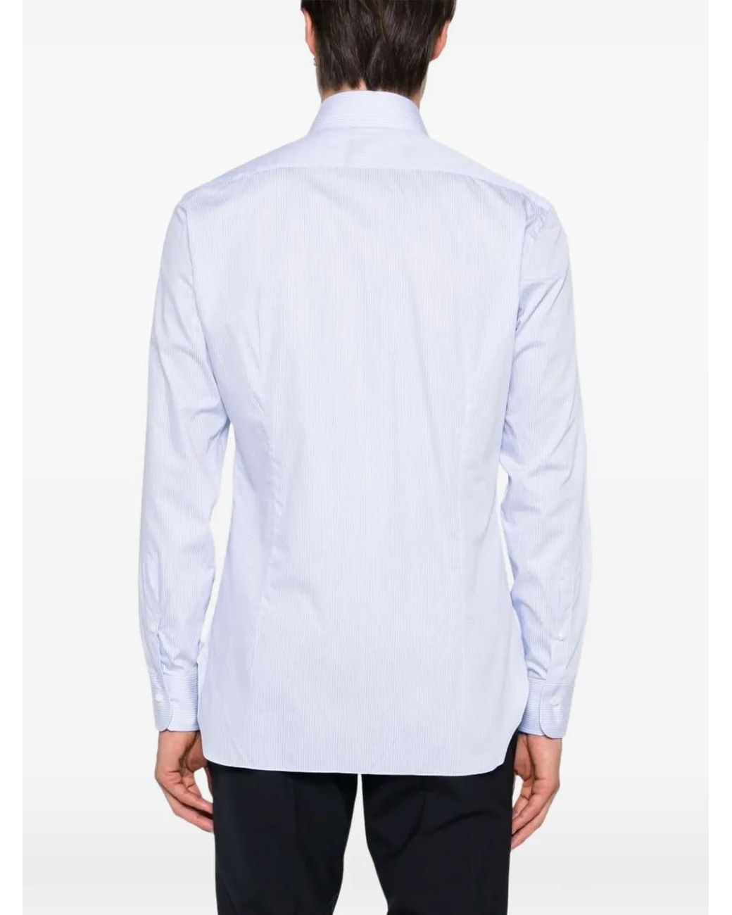 Barba Napoli White Striped Shirt for men