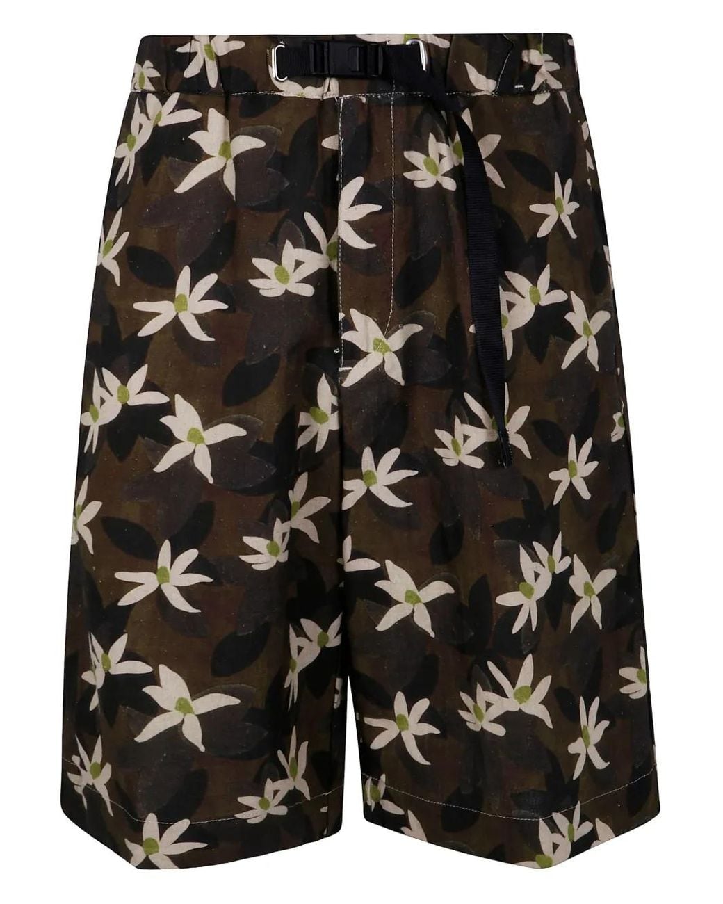 White Sand Black Printed Shorts for men