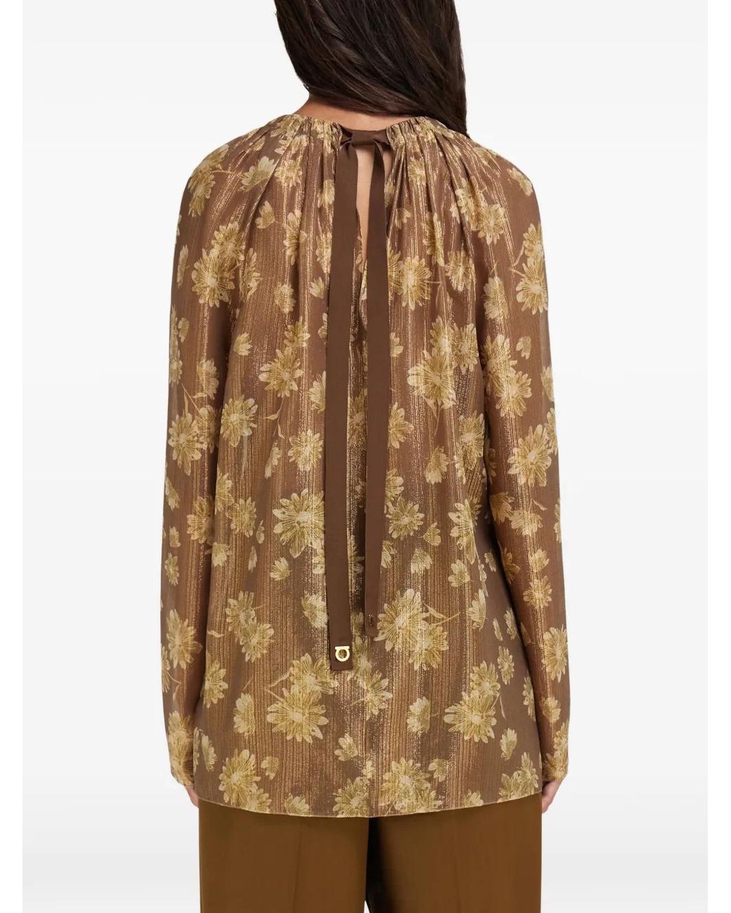 Ferragamo Natural Silk Lamé Blouse