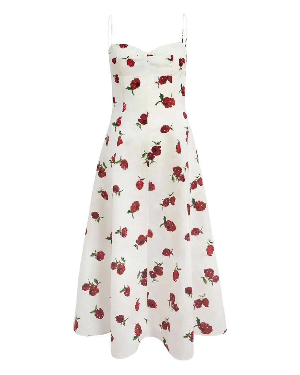 Khaite White Isabella Floral-Print Midi Dress