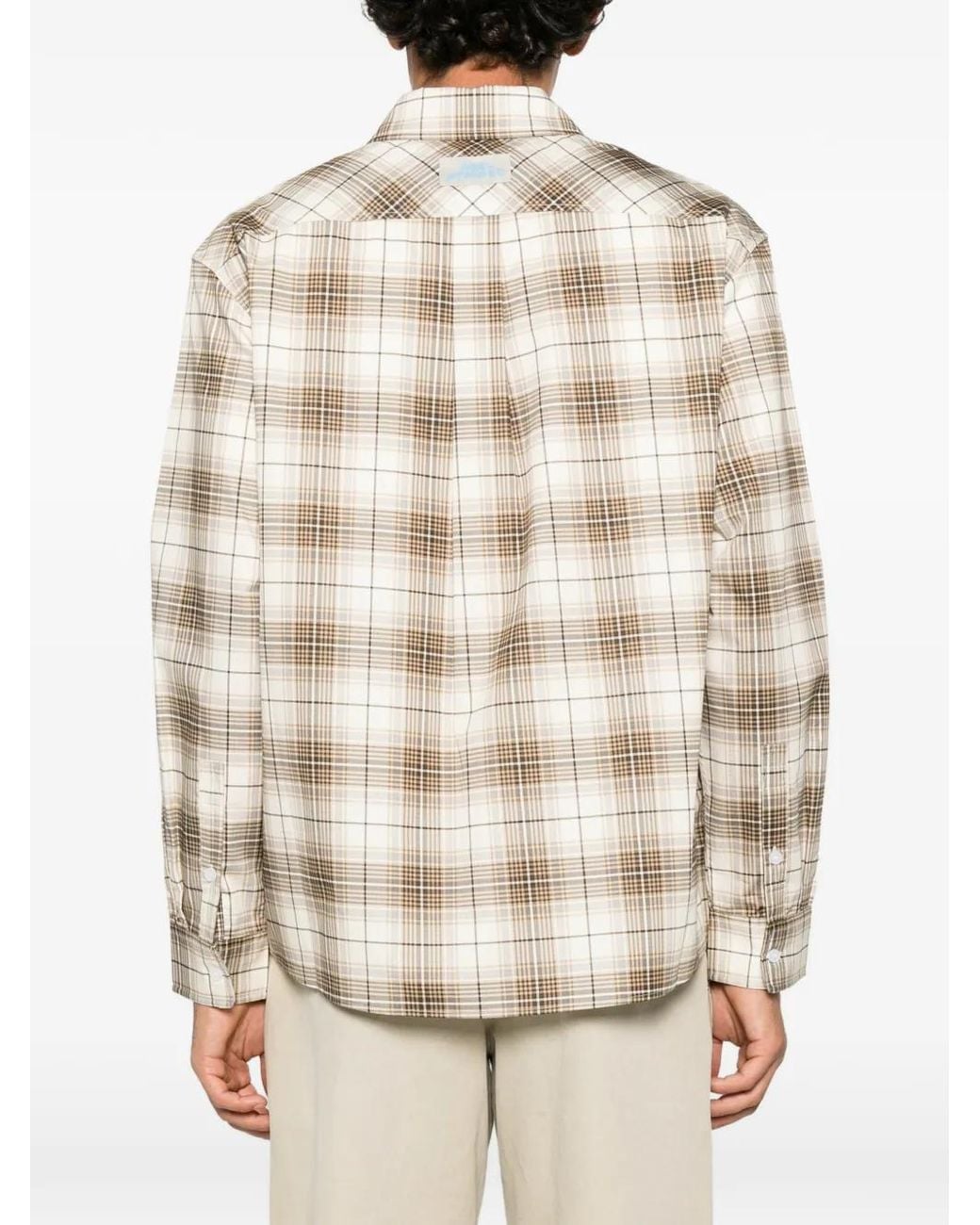 Axel Arigato Natural Wick Check-Pattern Chest-Pocket Shirt for men