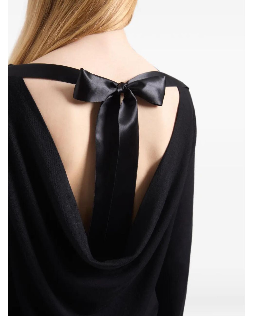 Nina Ricci Blue Open-Back Bow-Detail Sweater