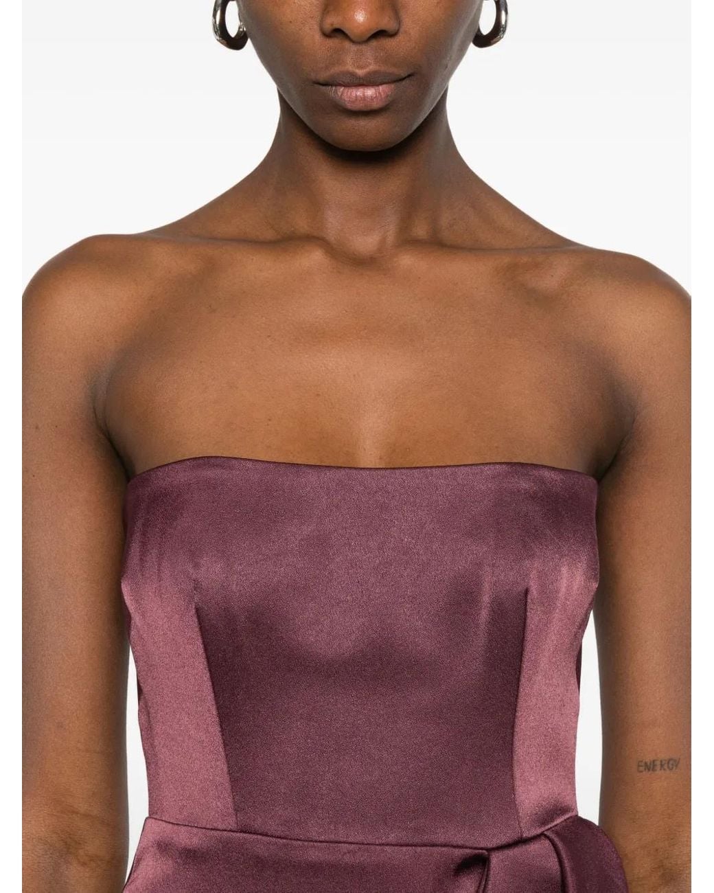 Alex Perry Purple Bow Strapless Midi Dress
