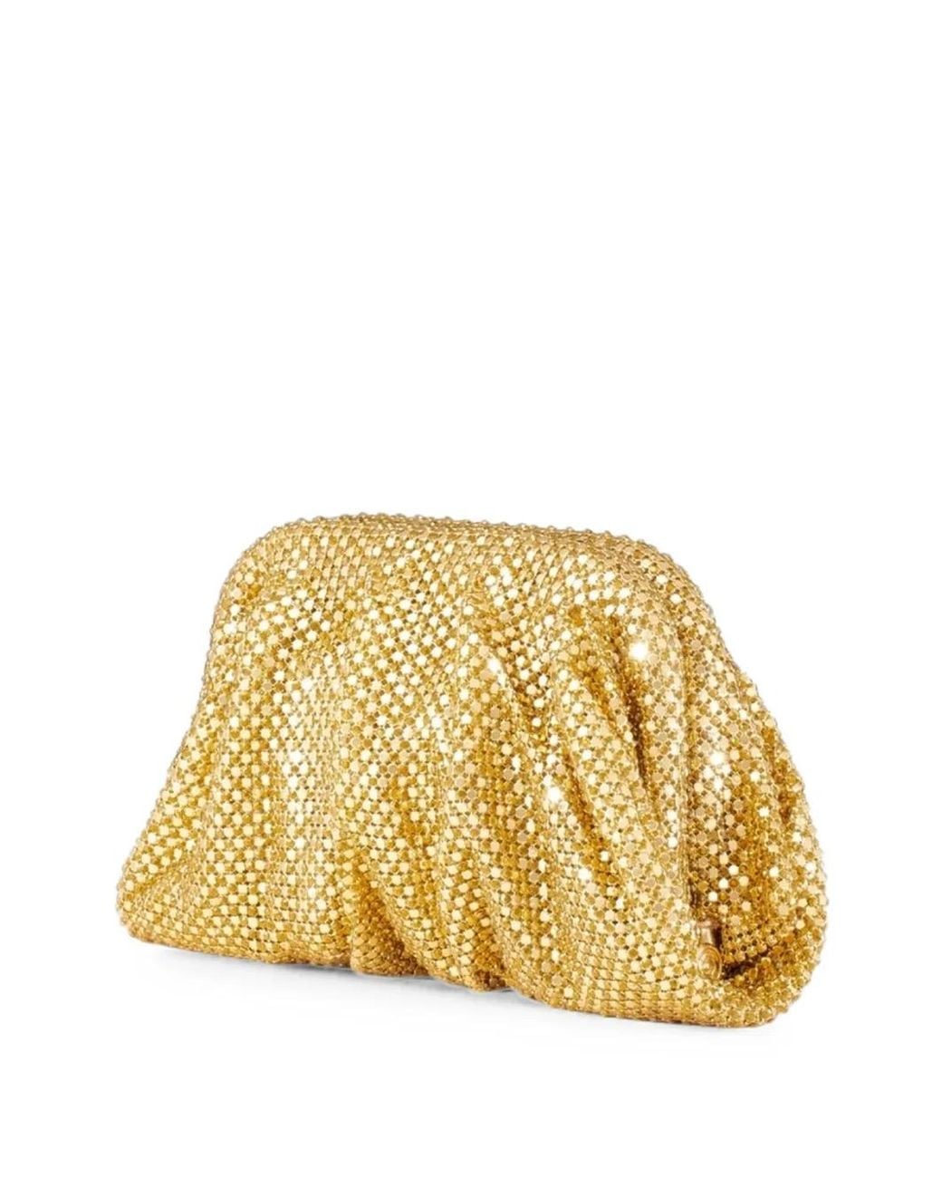 Benedetta Bruzziches Metallic Venus Crystal-Embellished Draped Clutch Bag