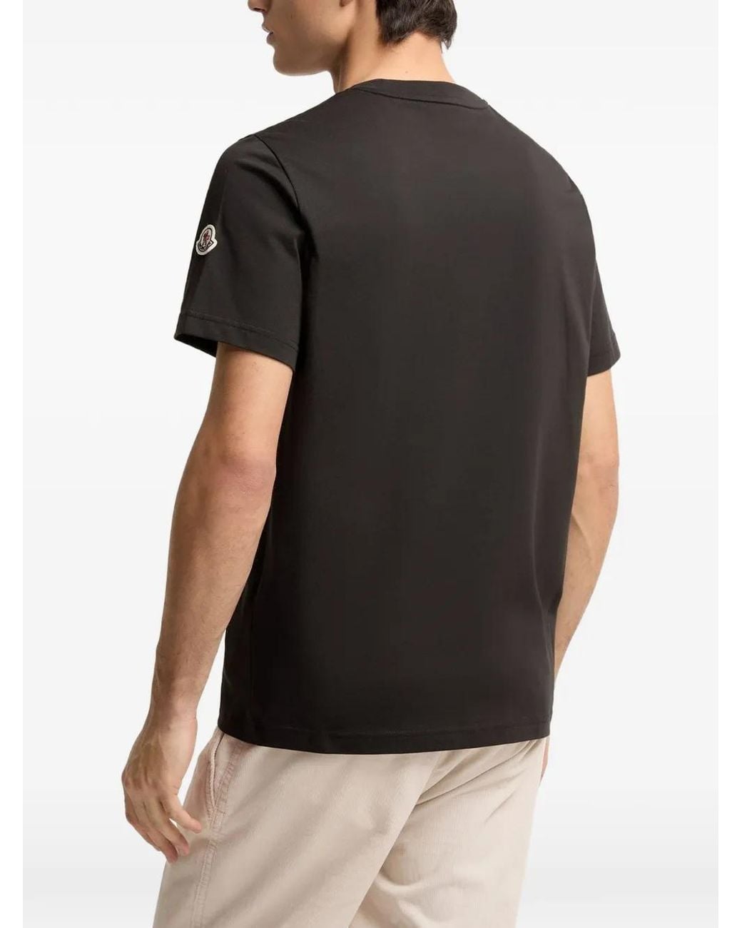 Moncler Black T-Shirt À Logo Imprimé for men