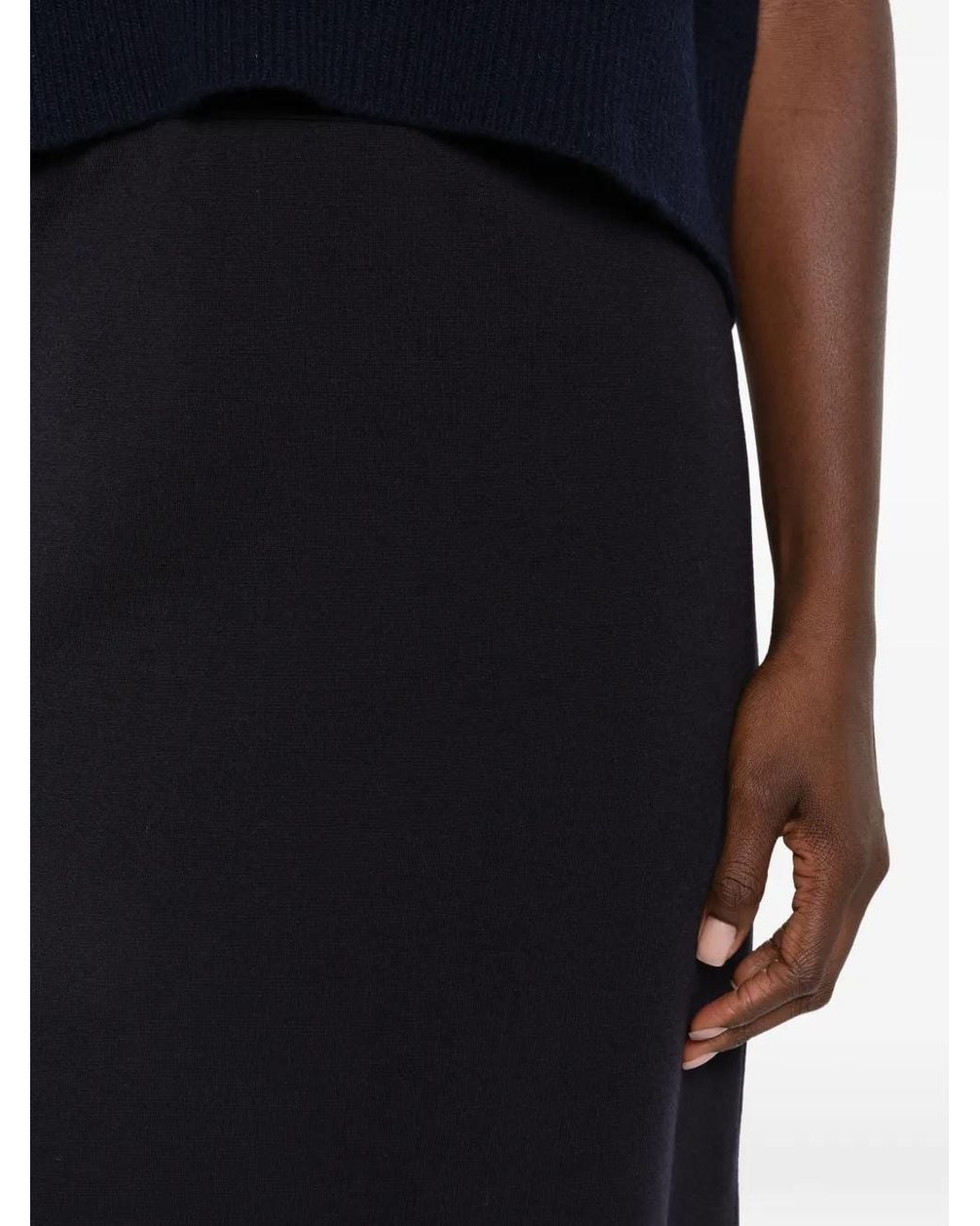 Agl Attilio Giusti Leombruni Black Elasticated-Waistband Midi Skirt