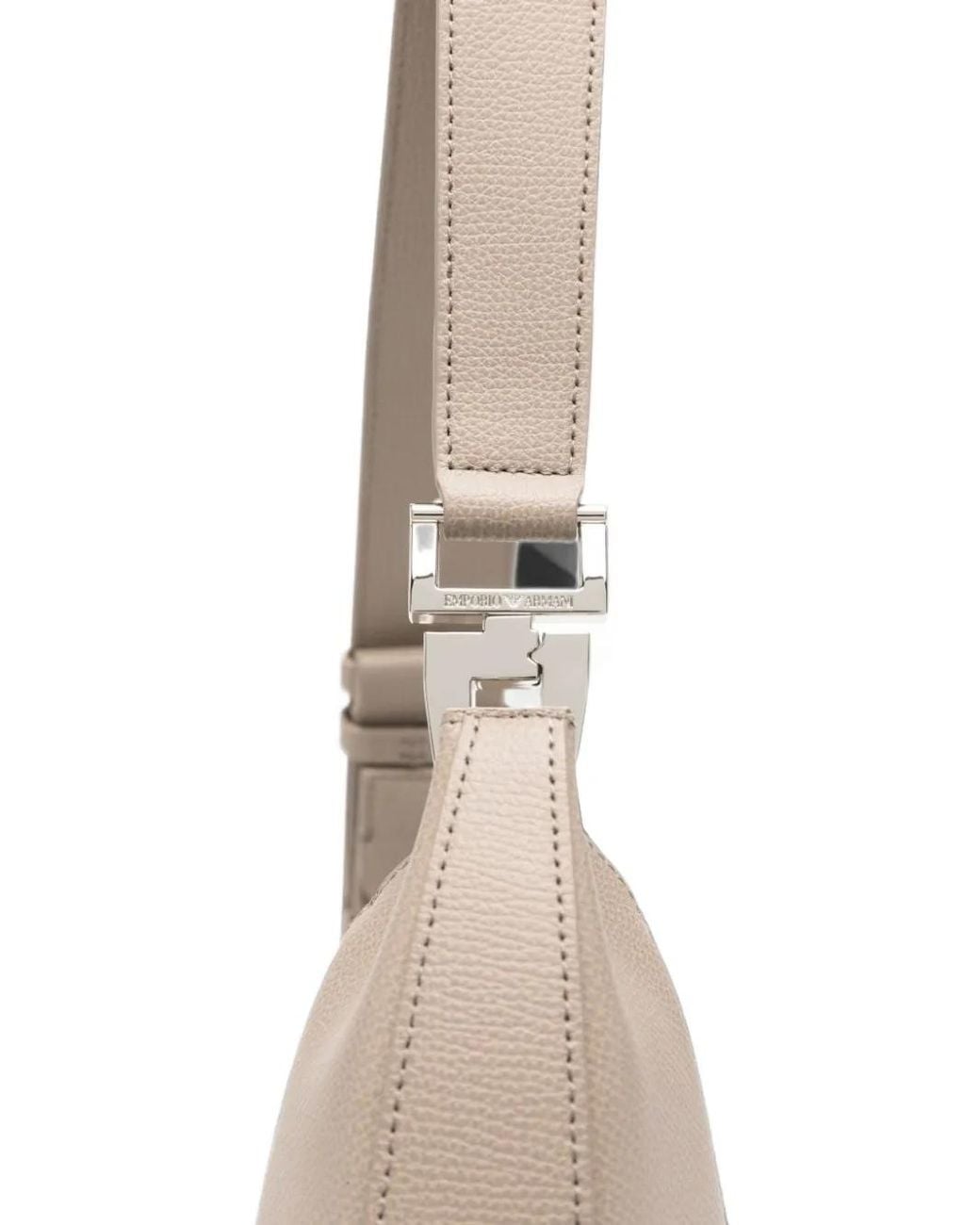 Emporio Armani White Grained Leather Tote Bag